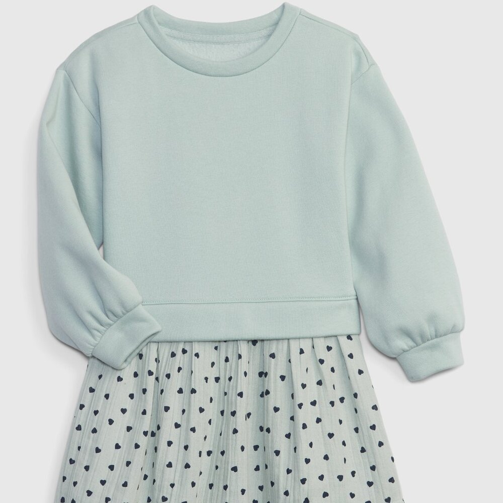 Gap Toddler  Girls 2-in-1 Sweatshirt Dress Frothy Aqua Blue 3T